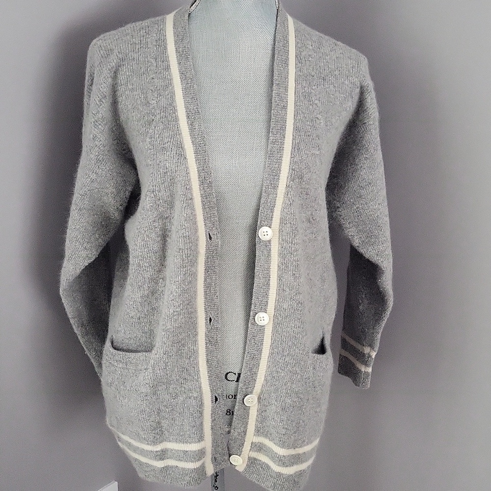 J.G. Hook Vintage Gray Lambswool  Cardigan